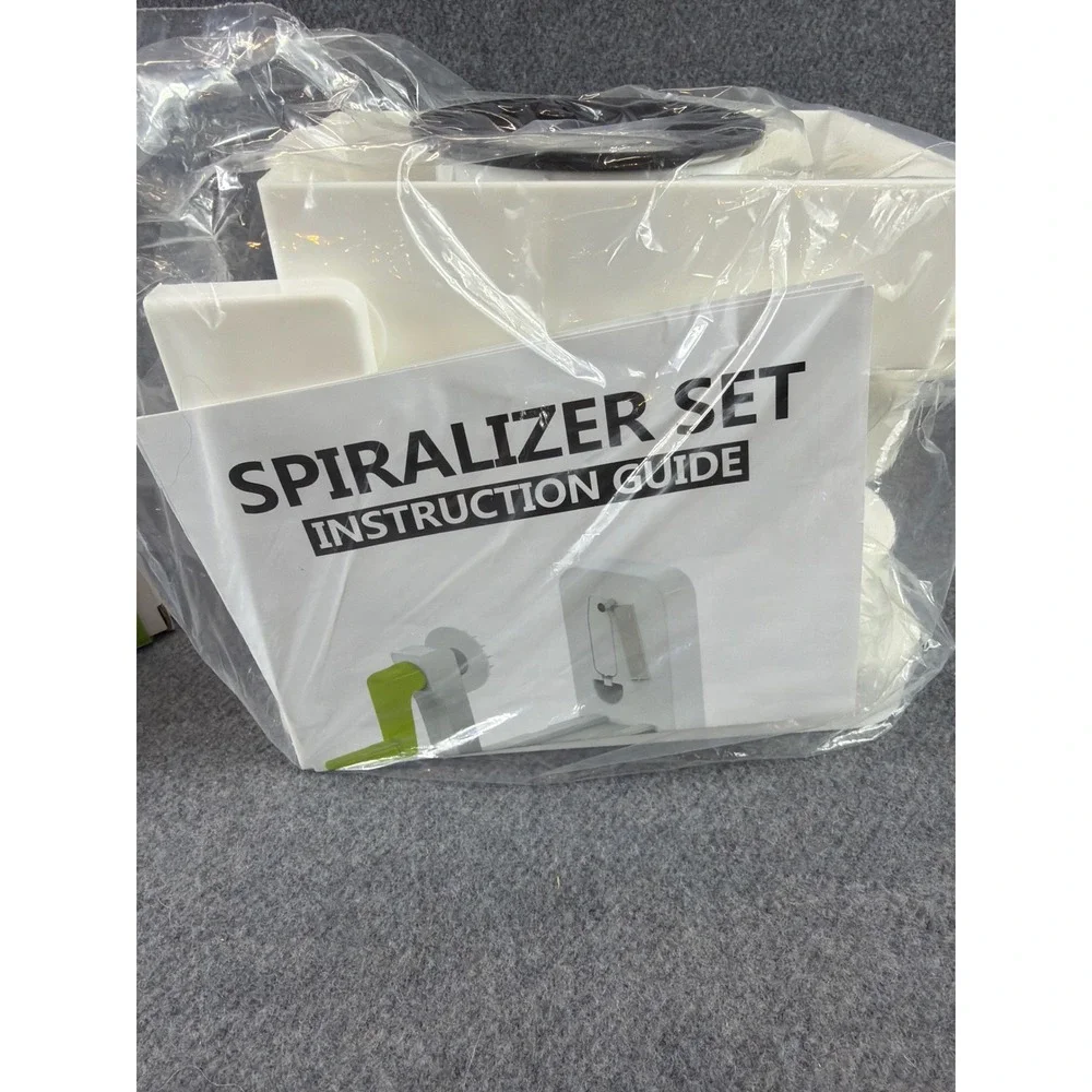 Spiralizer Set Manual KK-458 White Green 5‎ Blade Foldable Veggie Slicer NEW